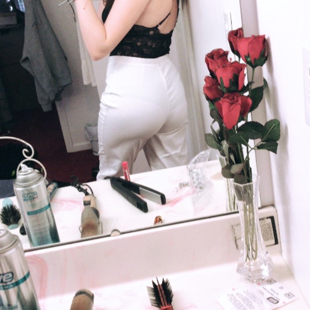 White high waisted pleated dress pants